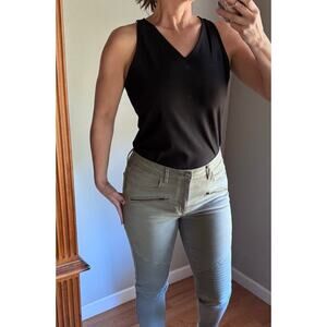 Eileen Fisher Womens V-Neck Black Viscose Tank Top Shell Size Petite Large